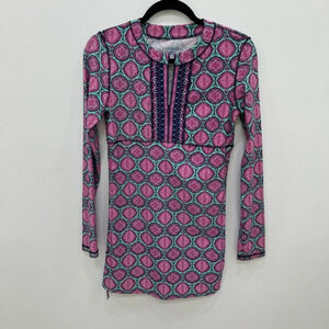 CABANA LIFE Swimsuit Coverup Tunic Dress  UPF 50+ Size Medium multicolored